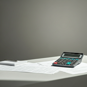 Calculator and financial documents on a table