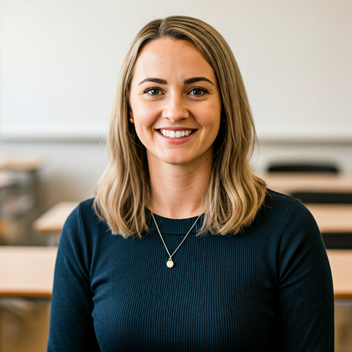 Female teacher smiling in classroom